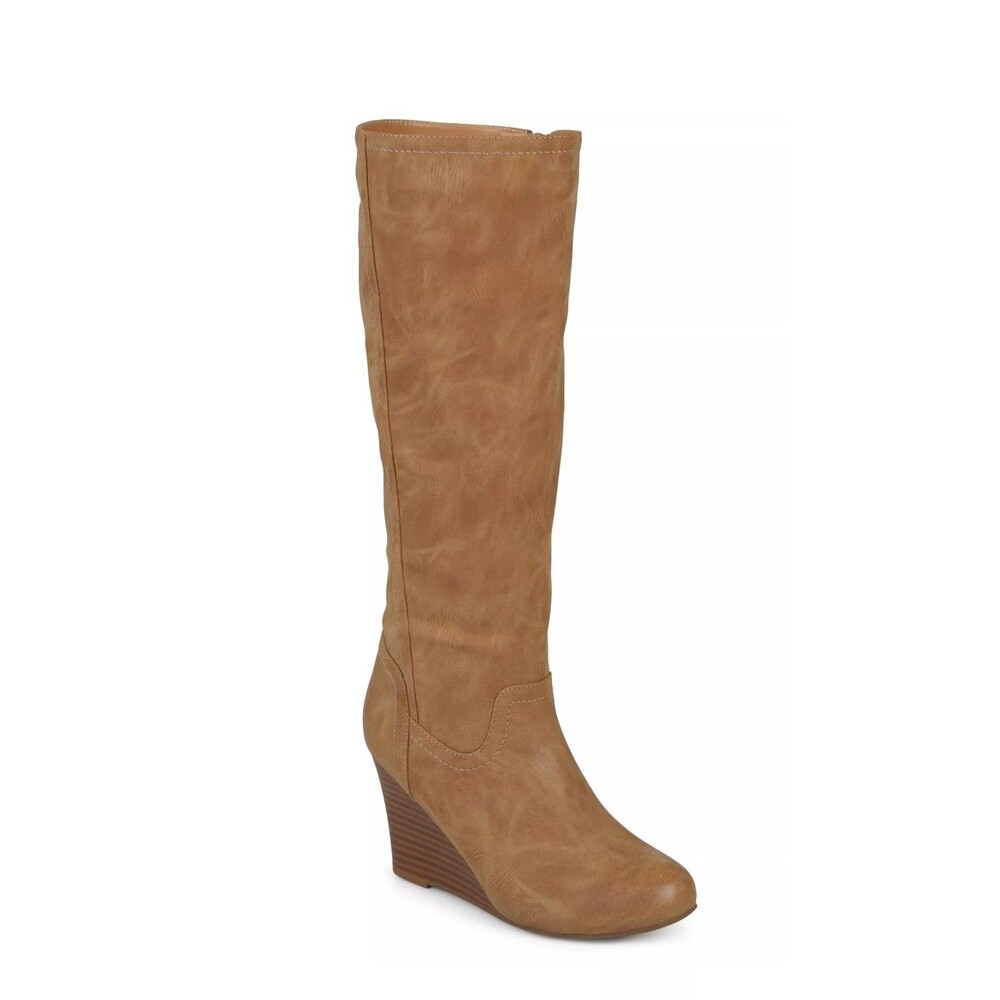 Journee Collection Womens 10 M WC Tan Brown Langly Wedge Heel Knee Boots NIB HH2